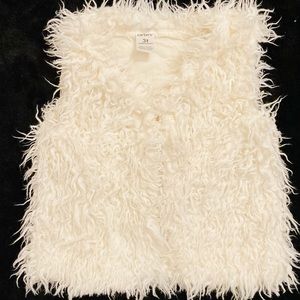 White faux fur vest